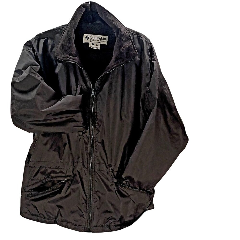 Columbia VTG Womens Size L Black Cabincore Jacket Car Coat Full-Zip Pockets